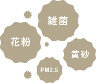 雑菌　花粉　黄砂　PM2.5